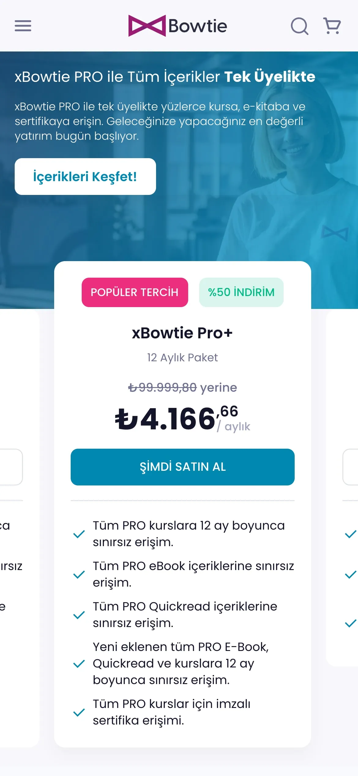 The xBowtie Pro membership page on a phone